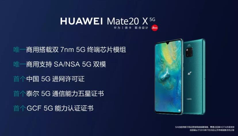 华为首款中国上市5G手机Mate 20 X发布 售价6199