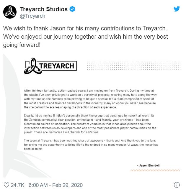 客户端游戏|Treyarch的《使命召唤》游戏开发总监离职