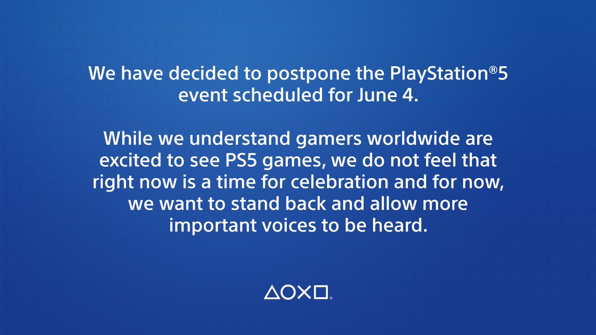 索尼宣布推迟6月5日PS5游戏发布会 让更重要的声音被听到