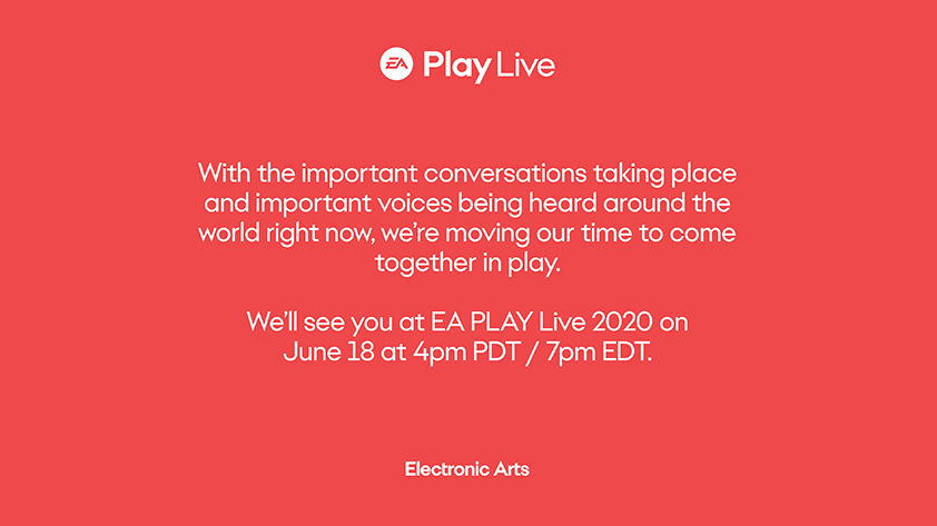 美国艺电的EA Play延期一周改为6月18日举办