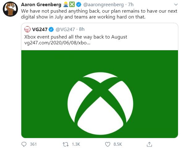 Aaron Greenberg表示Xbox新发布会仍于7月举办