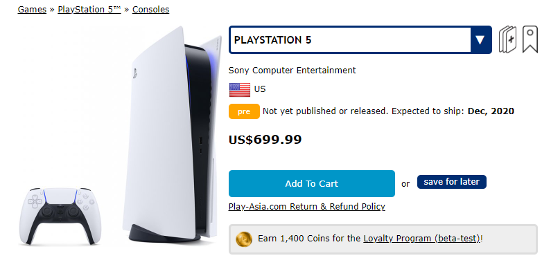 第三方经销商上架PS5主机 定价接近5000元