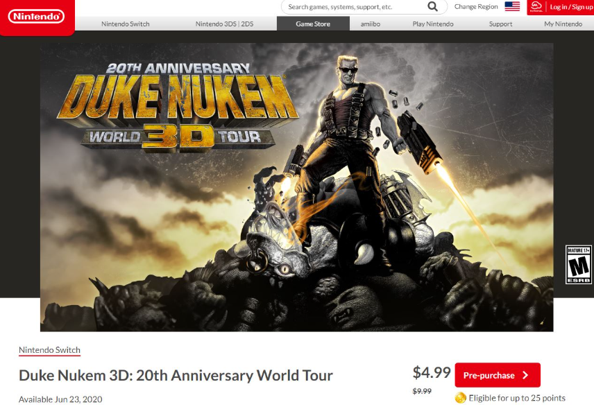 《毁灭公爵3D：20周年纪念版》将于6月23日登陆NS