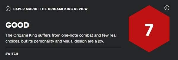 《纸片马力欧：折纸国王》媒体评分解锁，IGN评分7好但有所不足