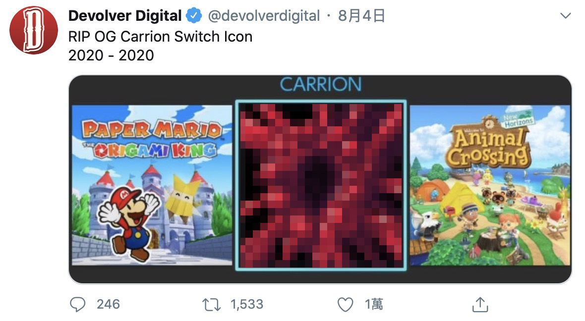 任天堂Switch版《CARRION》不可描述的封面图标终于要改了