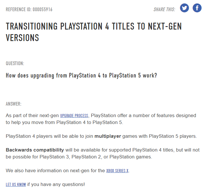 育碧官网页面显示PS5将只能兼容PS4的游戏