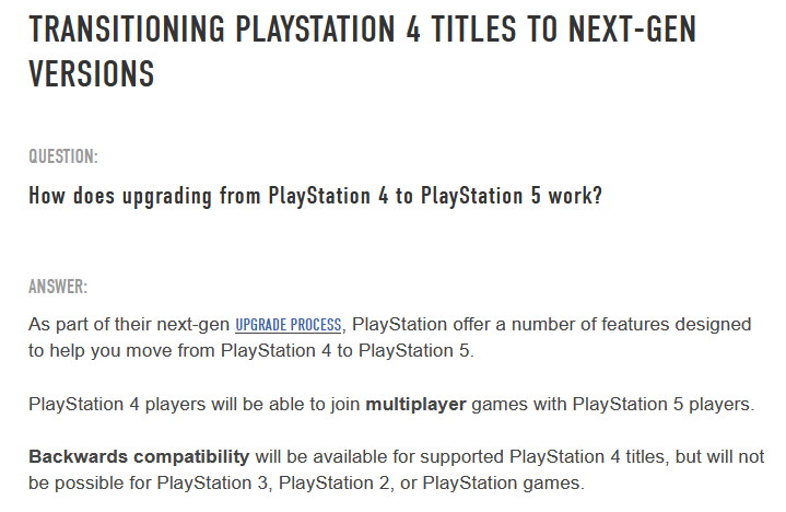 育碧支持页面不小心透露索尼PS5只向下相容到PS4