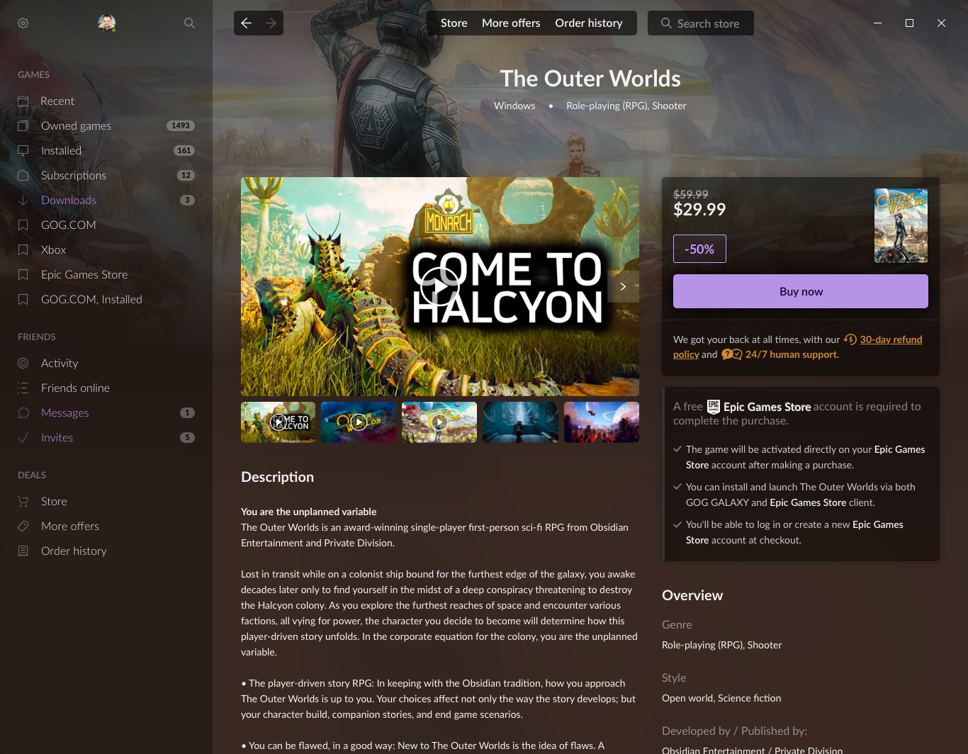 GOGGalaxy2.0|GOG GALAXY 新商店内测 可购买Epic Games Store游戏