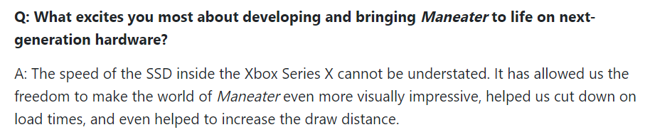 《食人鲨》开发商：Xbox Series X的SSD速度超棒