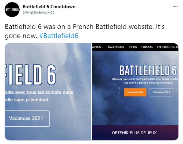 法国战地官网出现《战地6》页面 似乎是假消息